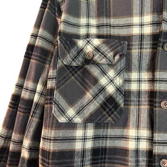 Jachs Heritage Flannel Shirt Men's XL Brown Plaid Heavyweight Button Pockets - Picture 6 of 11